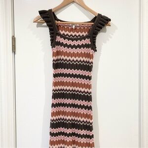 Boho striped cotton summer hippie maxi dress brown pink rust